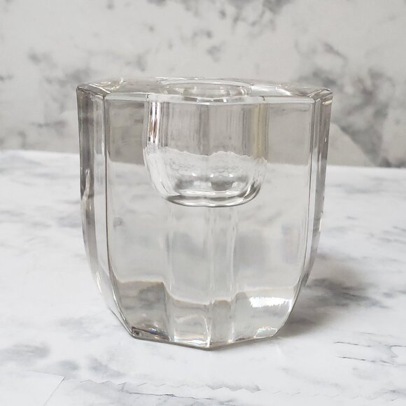 MCM Vintage Clear Crystal Faceted Candlestick Holder - Picture 4 of 6